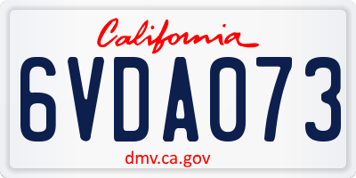 CA license plate 6VDA073