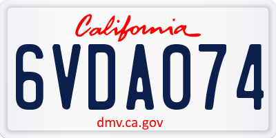 CA license plate 6VDA074