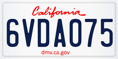 CA license plate 6VDA075