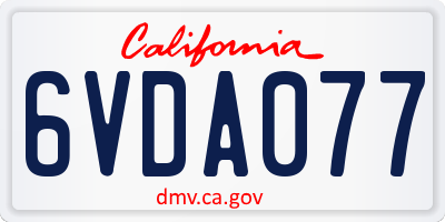 CA license plate 6VDA077