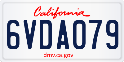 CA license plate 6VDA079