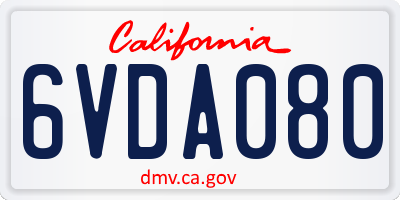 CA license plate 6VDA080