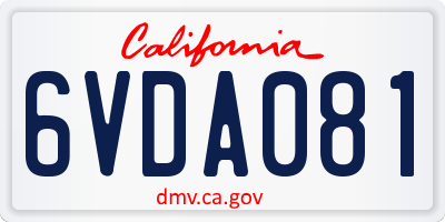 CA license plate 6VDA081