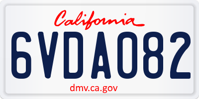 CA license plate 6VDA082