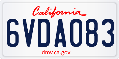 CA license plate 6VDA083