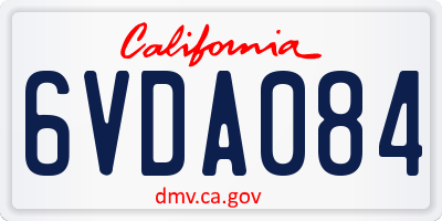 CA license plate 6VDA084
