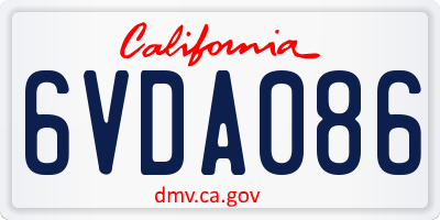 CA license plate 6VDA086