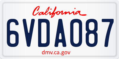 CA license plate 6VDA087