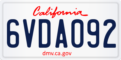 CA license plate 6VDA092