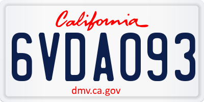 CA license plate 6VDA093