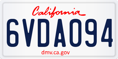 CA license plate 6VDA094