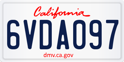 CA license plate 6VDA097