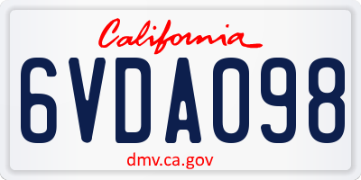 CA license plate 6VDA098