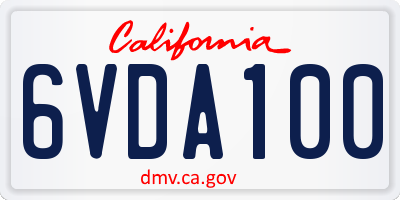 CA license plate 6VDA100