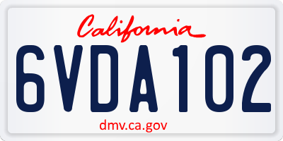 CA license plate 6VDA102