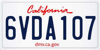 CA license plate 6VDA107
