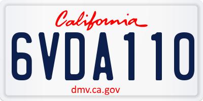 CA license plate 6VDA110