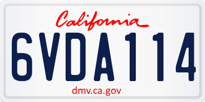 CA license plate 6VDA114