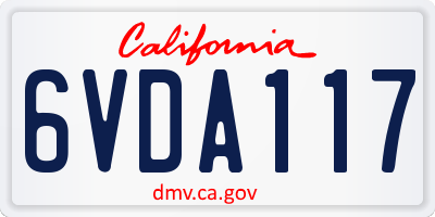 CA license plate 6VDA117