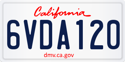 CA license plate 6VDA120