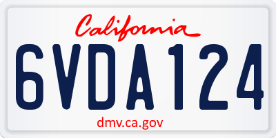 CA license plate 6VDA124