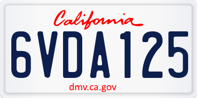 CA license plate 6VDA125