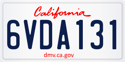 CA license plate 6VDA131