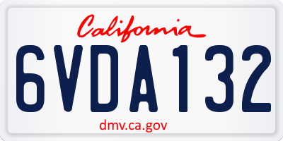 CA license plate 6VDA132