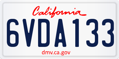 CA license plate 6VDA133