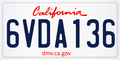CA license plate 6VDA136