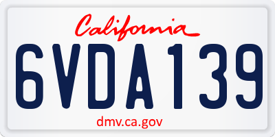 CA license plate 6VDA139