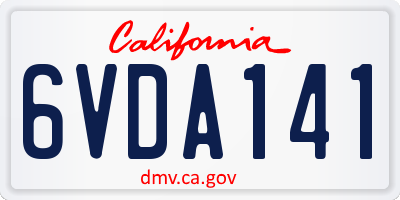 CA license plate 6VDA141