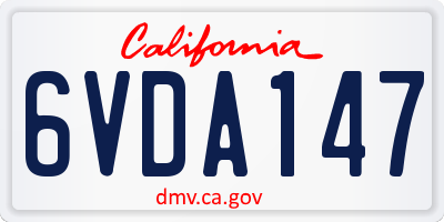 CA license plate 6VDA147