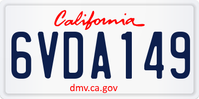 CA license plate 6VDA149