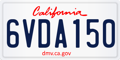 CA license plate 6VDA150