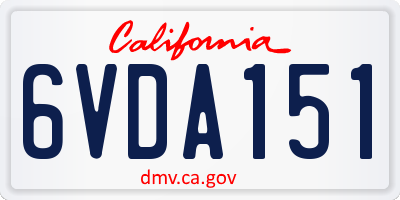 CA license plate 6VDA151