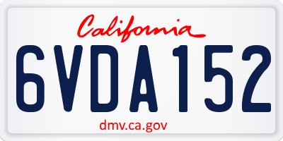 CA license plate 6VDA152