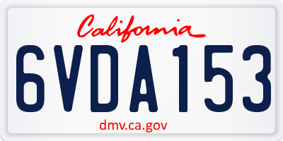 CA license plate 6VDA153