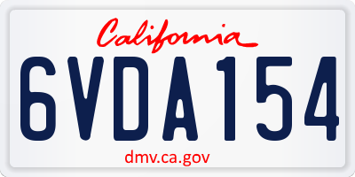 CA license plate 6VDA154