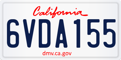 CA license plate 6VDA155