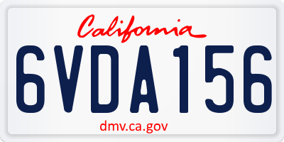 CA license plate 6VDA156