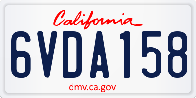 CA license plate 6VDA158