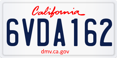 CA license plate 6VDA162