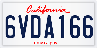 CA license plate 6VDA166