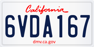 CA license plate 6VDA167