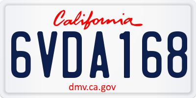 CA license plate 6VDA168