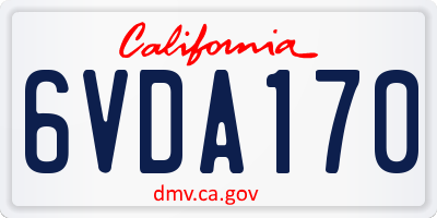 CA license plate 6VDA170