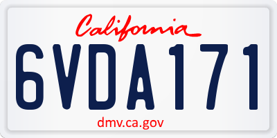 CA license plate 6VDA171