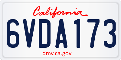 CA license plate 6VDA173