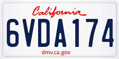 CA license plate 6VDA174